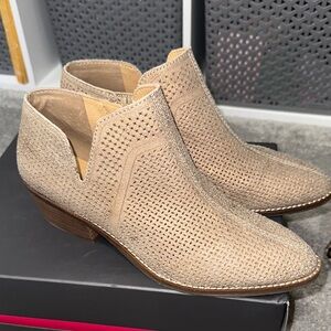 Lucky Brand Beige Perforated Ankle Booties